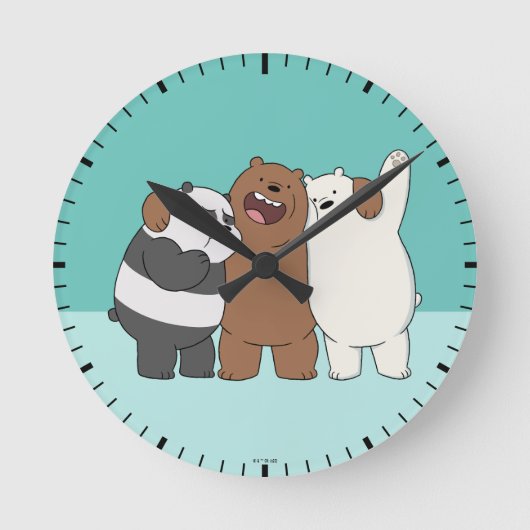 We Bare Bears Group Hug Runde Wanduhr (Vorderseite)