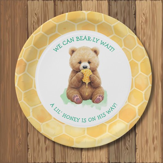 We Can Bear-ly Wait! Bear and Honey Baby Shower Pappteller