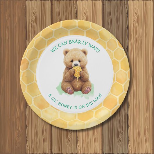 We Can Bear-ly Wait! Bear and Honey Baby Shower Pappteller