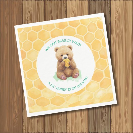 We Can Bear-ly Wait! Bear and Honey Baby Shower Serviette