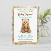 We Can Bear-ly Wait! Boy's Baby Shower Einladung (Stehend Vorderseite)