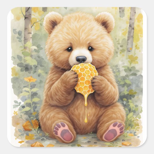 We Can Bear-ly Wait! Boy's Baby Shower Quadratischer Aufkleber (Vorderseite)