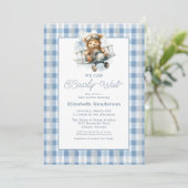 We Can Bearly Wait Airplane Baby Shower Einladung (Stehend Vorderseite)