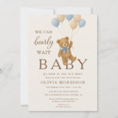 We Can Bearly Wait All in One Baby Boy Shower Einladung (Vorderseite)