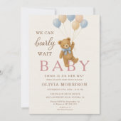 We Can Bearly Wait All in One Baby Girl Shower Einladung (Vorderseite)