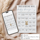 We Can Bearly Wait Baby Boy Shower Bingo Game Card Einladung
