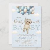 We Can Bearly Wait Baby Cute Bear Baby Shower Boy Einladung (Vorderseite)