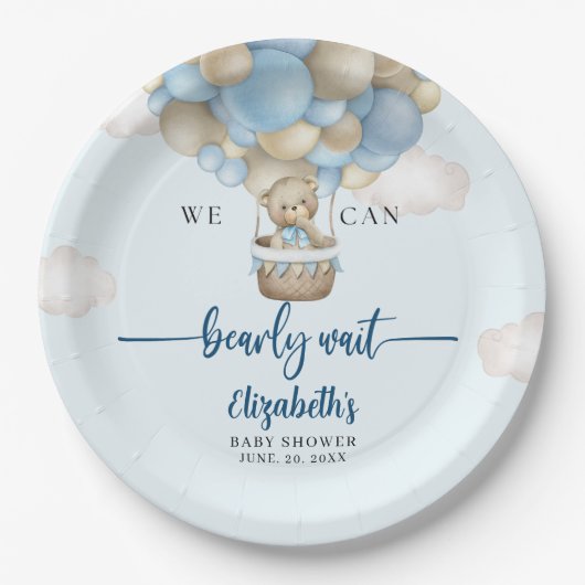 We Can Bearly Wait Baby Shower Decorations Pappteller (Vorderseite)