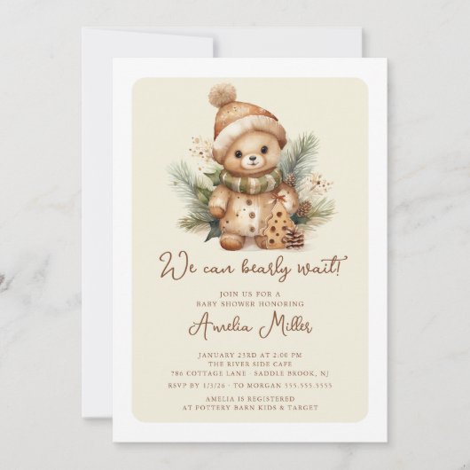 We Can Bearly Wait Baby Shower Einladung (Vorderseite)
