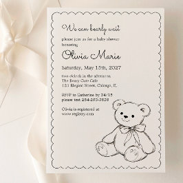 "We Can Bearly Wait" Baby Shower Gender Neutral Einladung