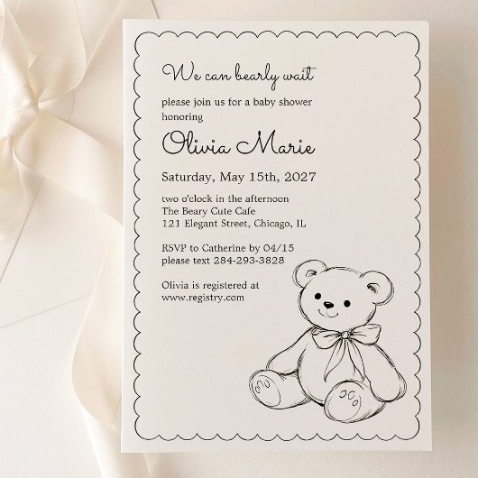 "We Can Bearly Wait" Baby Shower Gender Neutral Einladung
