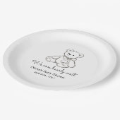 "We Can Bearly Wait" Baby Shower Gender Neutral Pappteller (Schrägansicht)