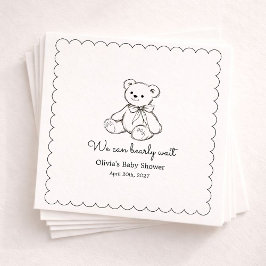 "We Can Bearly Wait" Baby Shower Gender Neutral Serviette
