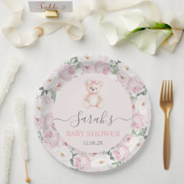 We can Bearly Wait Baby Shower Girl Pappteller