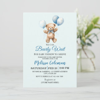 We Can Bearly Wait Baby Shower  Invitation Einladung