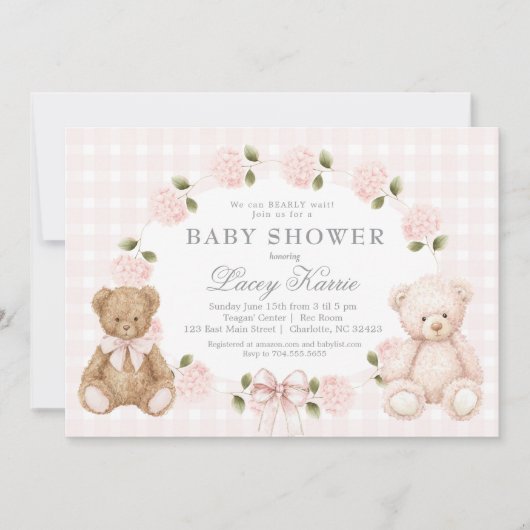 We can bearly wait baby shower invitation einladung (Vorderseite)