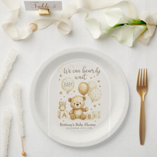 We Can Bearly Wait Baby Shower Invitation Pappteller (Hochzeit)