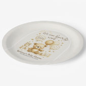 We Can Bearly Wait Baby Shower Invitation Pappteller (Schrägansicht)