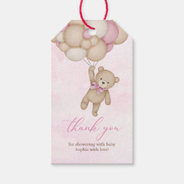We Can Bearly Wait Baby Shower Pink Thank You Geschenkanhänger