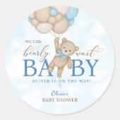 We Can Bearly Wait Baby Shower Runder Aufkleber (Vorderseite)