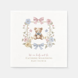 we can bearly wait baby shower  serviette