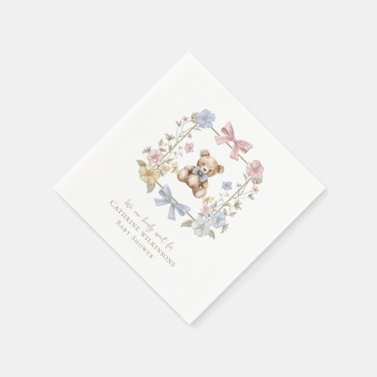 we can bearly wait baby shower serviette (Ecke)