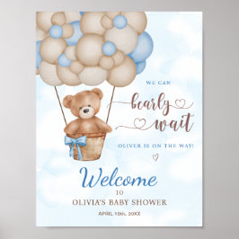 We Can Bearly Wait Baby Shower Welcome Sign Poster