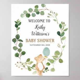We Can Bearly Wait Baby Shower Welcome Sign Poster
