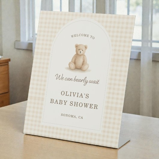 We Can Bearly Wait Baby Shower Welcome Sign Sockelschild