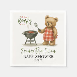 We Can Bearly Wait BBQ Baby Shower Boy Serviette