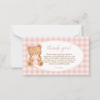 We Can Bearly Wait Bear Baby Girl Gingham Mitteilungskarte
