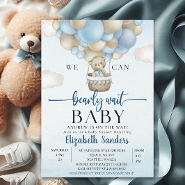 We can Bearly wait - Bear Baby Shower Boy Einladung