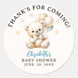 We can bearly wait Bear Baby Shower Boy party Runder Aufkleber