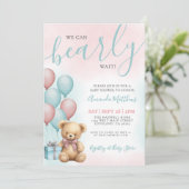 We Can Bearly Wait Bear Baby Shower Einladung (Stehend Vorderseite)
