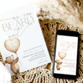 We Can Bearly Wait Bear Balloon Baby Shower Einladung