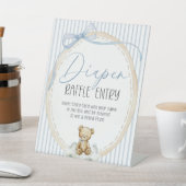 We Can Bearly Wait Bear Diaper Raffle Baby Shower Sockelschild (In SItu)