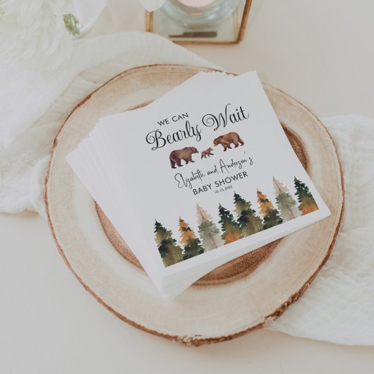 We Can Bearly Wait Bear Fall Baby Shower Serviette