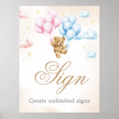 We Can Bearly Wait Bear Gender Reveal Sign Poster (Vorne)