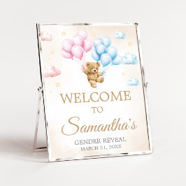 We Can Bearly Wait Bear Gender Reveal Welcome Sign Poster