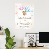 We Can Bearly Wait Bear Gender Reveal Welcome Sign Poster (Heimbüro)