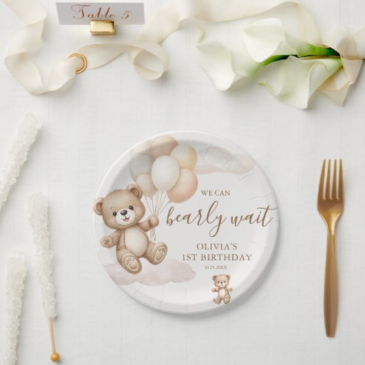 We Can Bearly Wait Birthday Pappteller (Hochzeit)