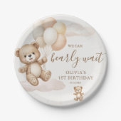 We Can Bearly Wait Birthday Pappteller (Vorderseite)