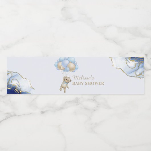 We can bearly wait blue balloon water bottle label wasserflaschenetikett (Einzelnes Label)