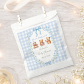 We Can Bearly Wait Blue Gingham Baby Shower Geschenktütchen (Ausgeschnitten)