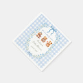 We Can Bearly Wait Blue Gingham Baby Shower  Serviette (Ecke)