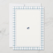 We Can Bearly Wait Blue Gingham pattern shower Einladung (Rückseite)
