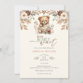 We Can Bearly Wait Boho Floral Baby Shower Einladung (Vorderseite)