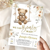 We Can Bearly Wait Boho Teddy Bear Baby Shower Einladung