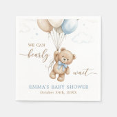 We Can Bearly Wait Boy Baby Shower Custom Serviette (Vorderseite)