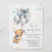 We Can Bearly Wait Boy Baby Shower Invitation Einladung (Vorderseite)